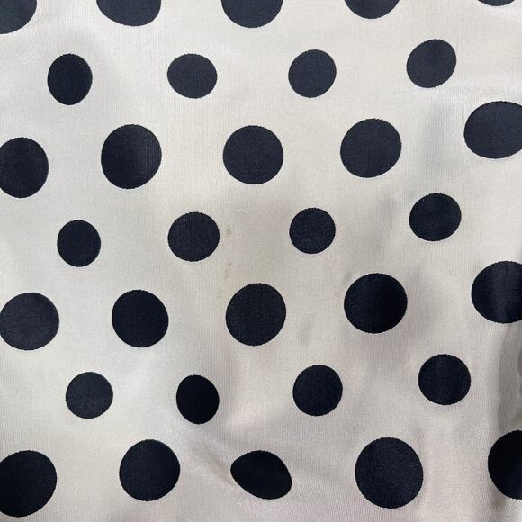 Tahari Size 12 Cream Black Polka Dot Contrast Sheath Dress Pockets Sleeveless - Picture 6 of 12